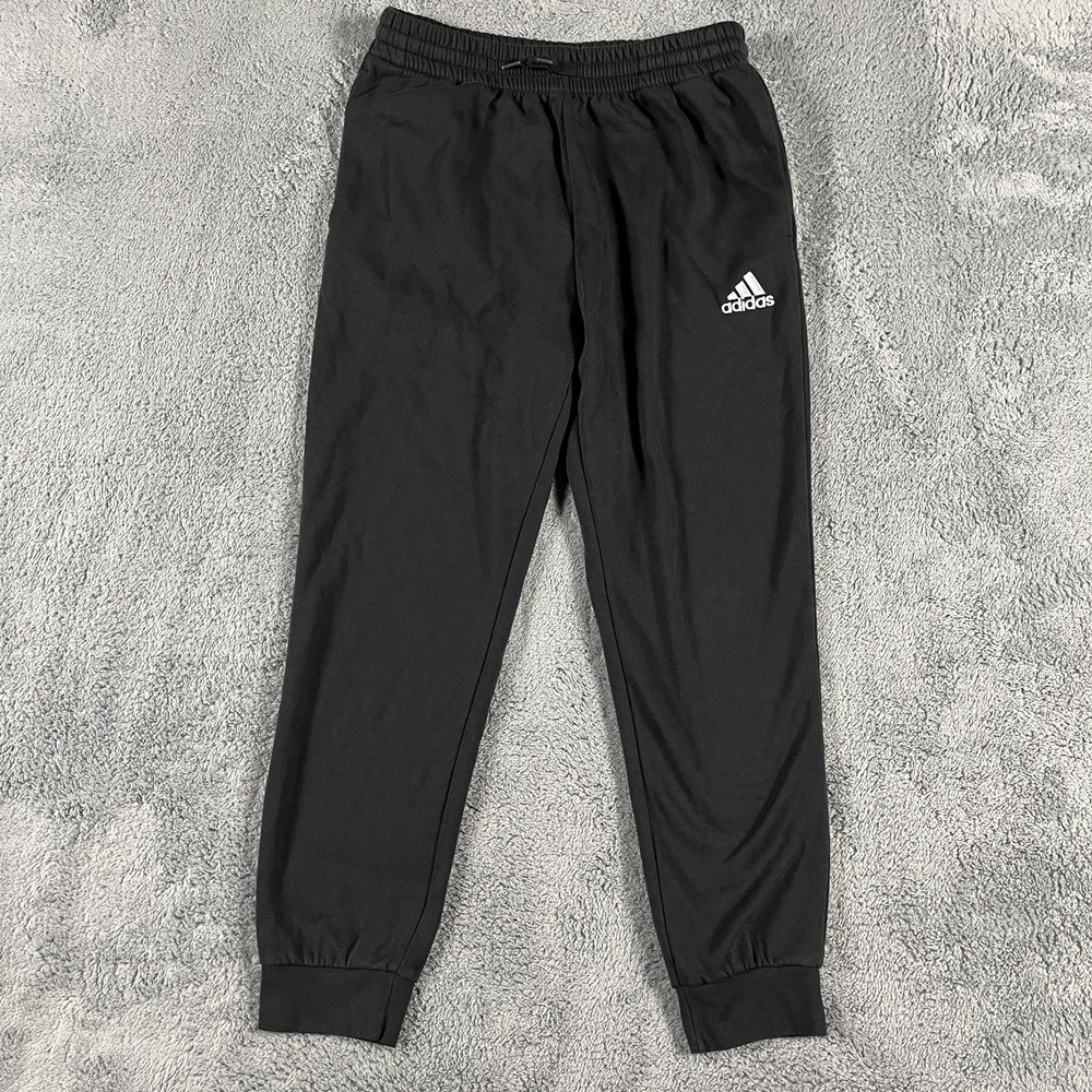 Adidas Essentials Sweatpants Mens Medium Black Fleece Lined Drawstring HL2236